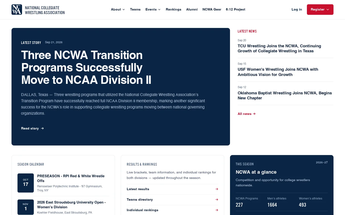 NCWA Homepage screenshot