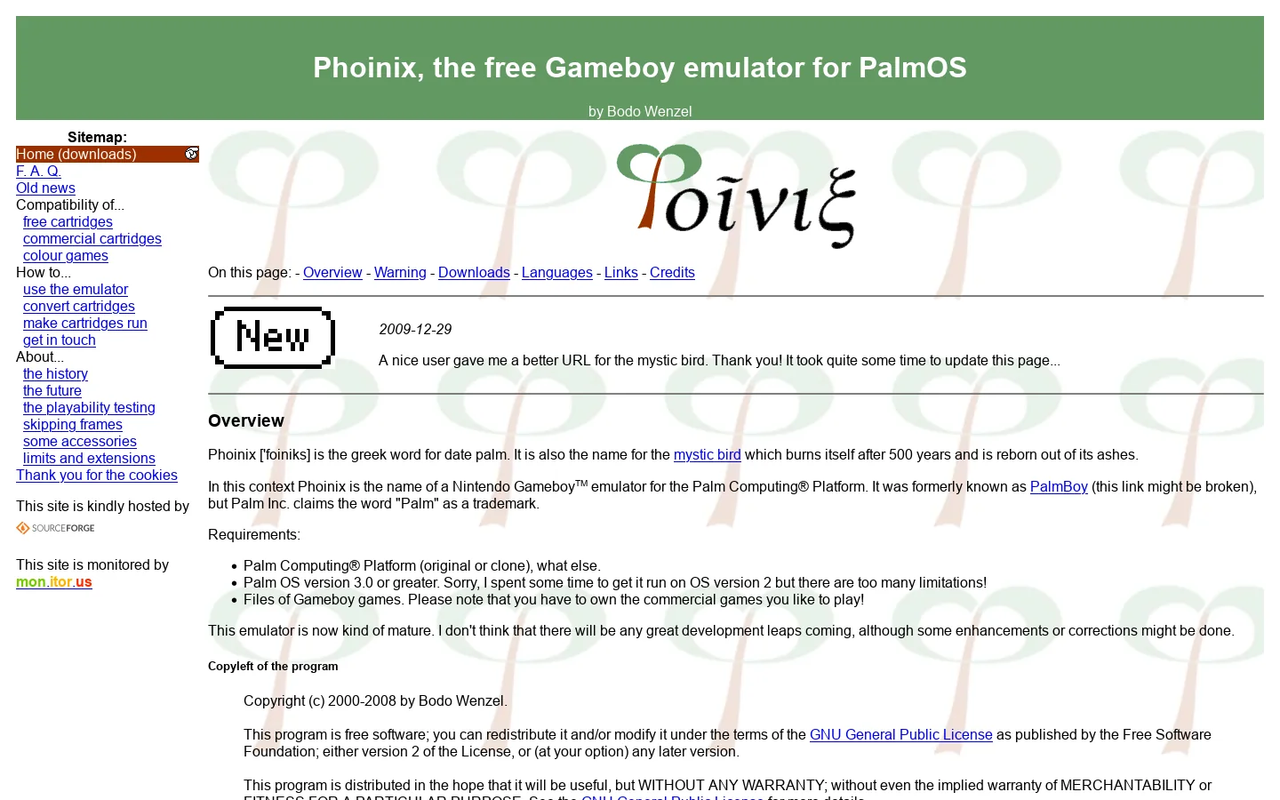 Phoinix by Bodo Wenzel Homepage screenshot