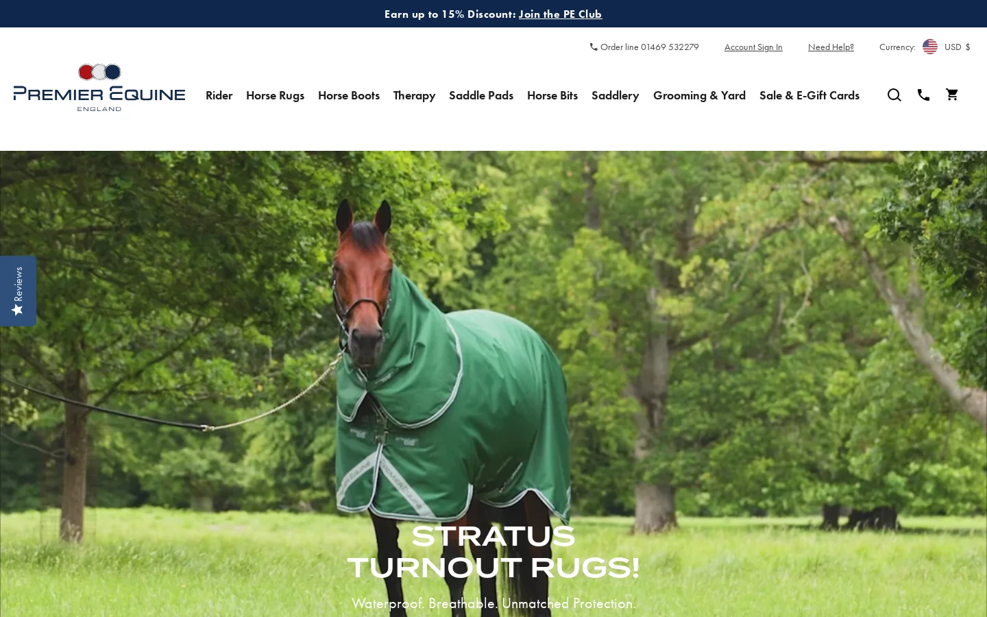 Premier Equine Homepage screenshot
