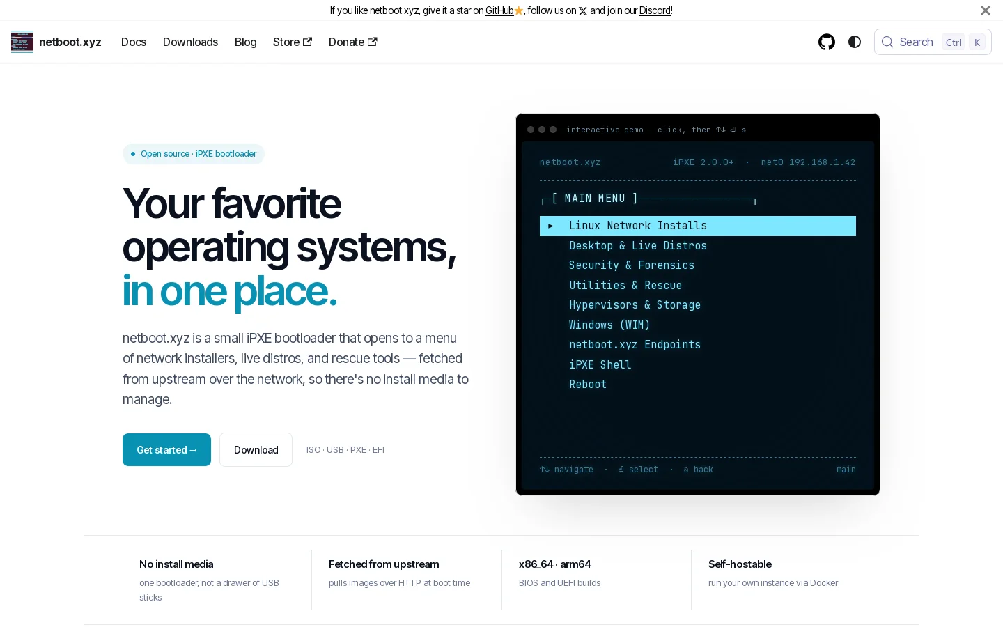 netboot.xyz Homepage screenshot