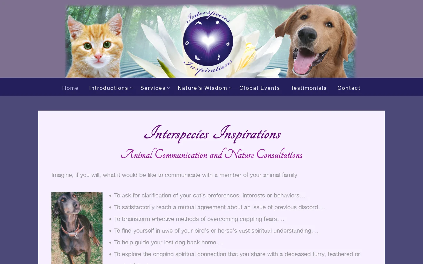 Interspecies Inspirations Homepage screenshot