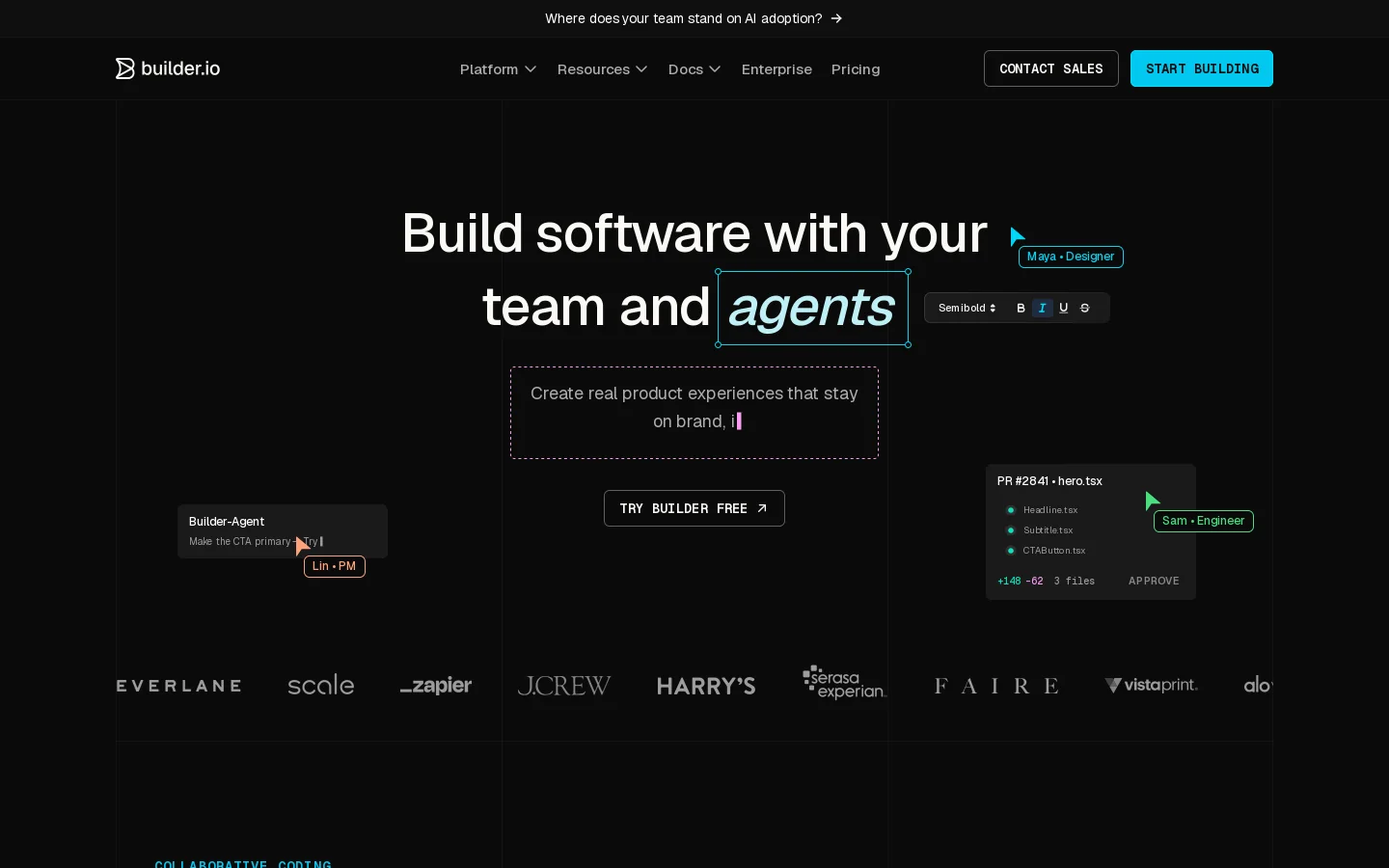 Builder.io Homepage screenshot