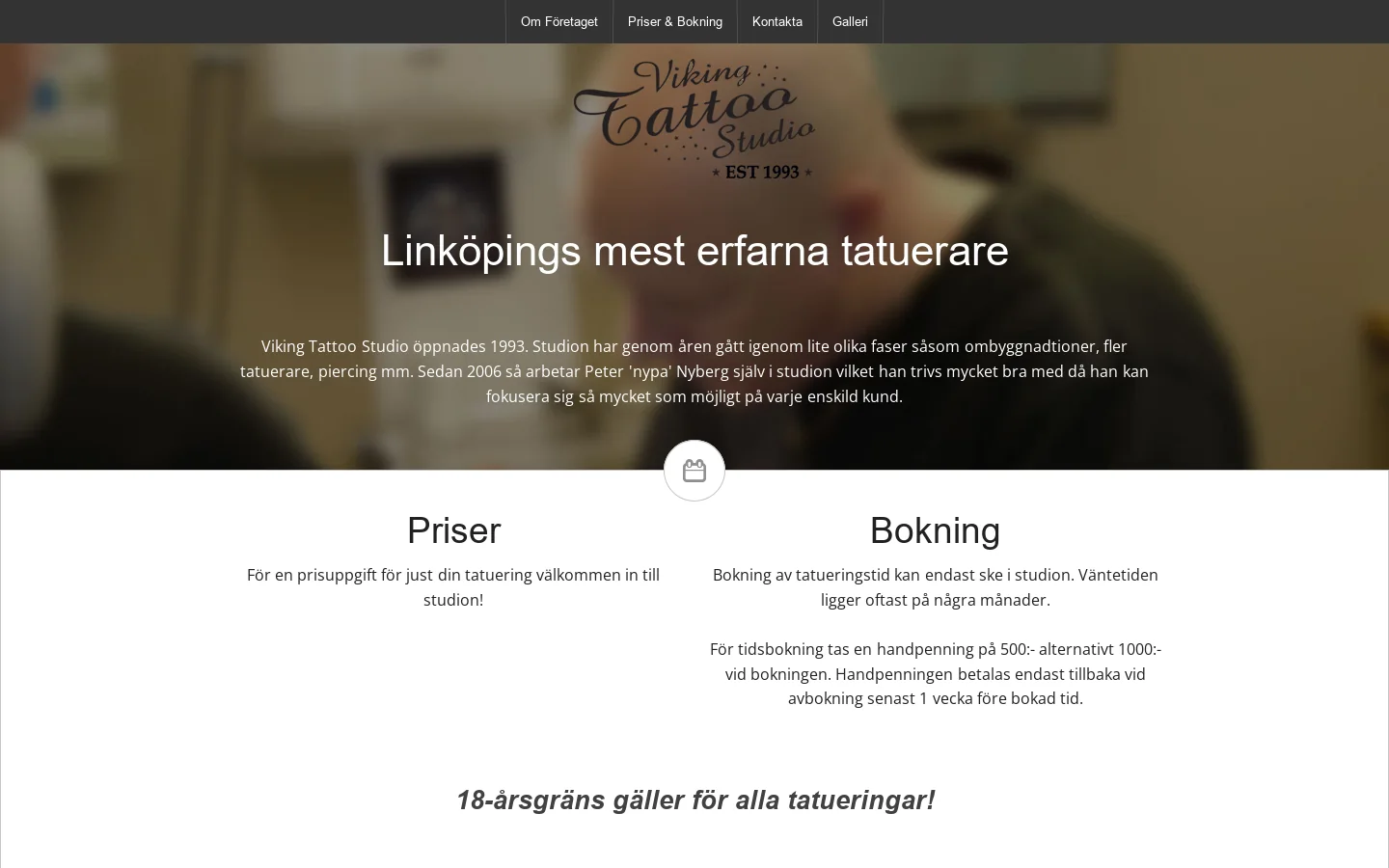 Viking Tattoo Studio Homepage screenshot