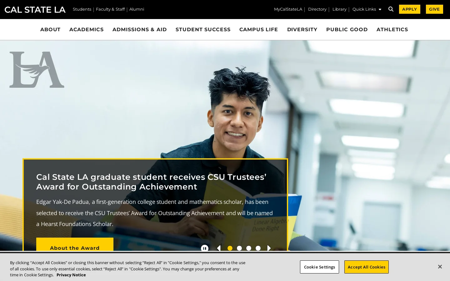 Cal State LA Homepage screenshot