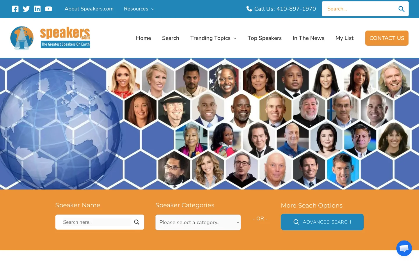 Speakers.com Homepage screenshot
