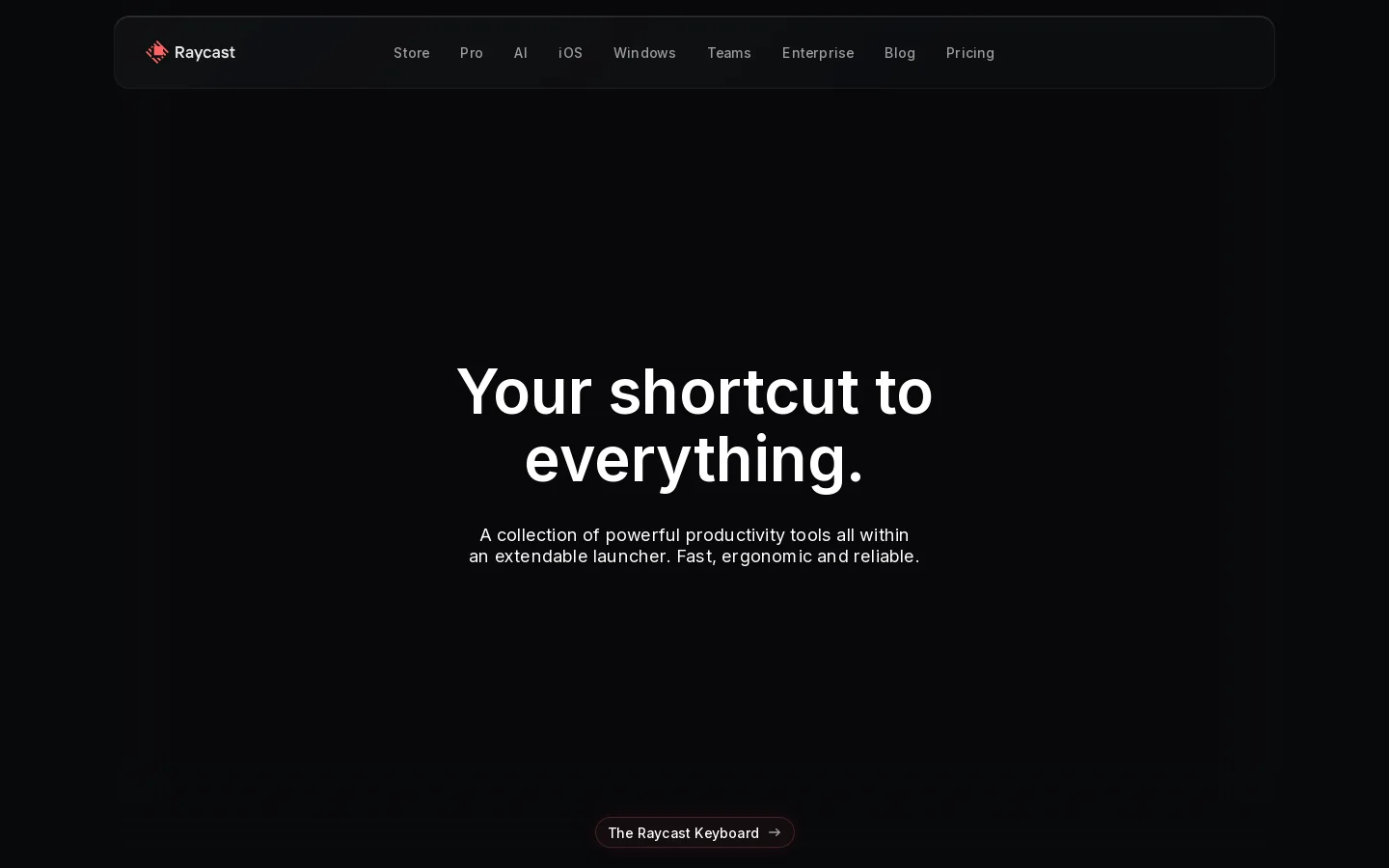 Raycast Homepage screenshot