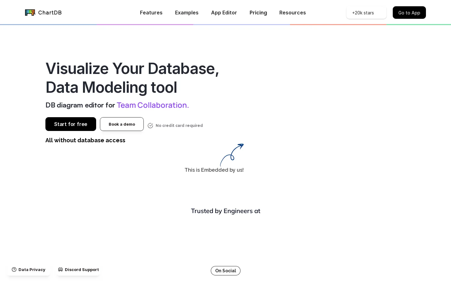 ChartDB Homepage screenshot