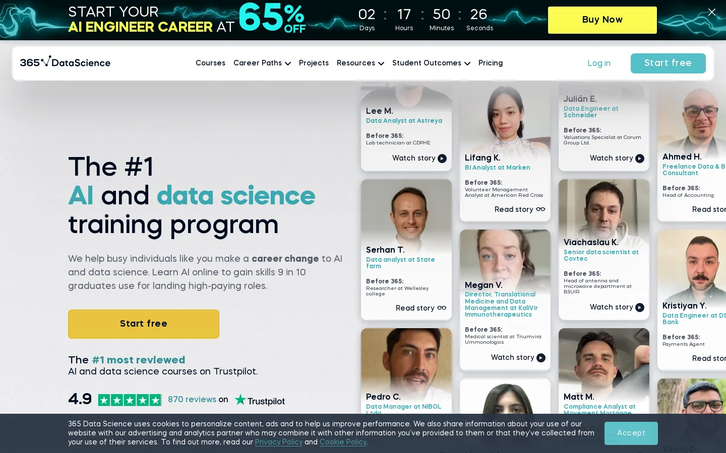 365 Data Science Homepage screenshot