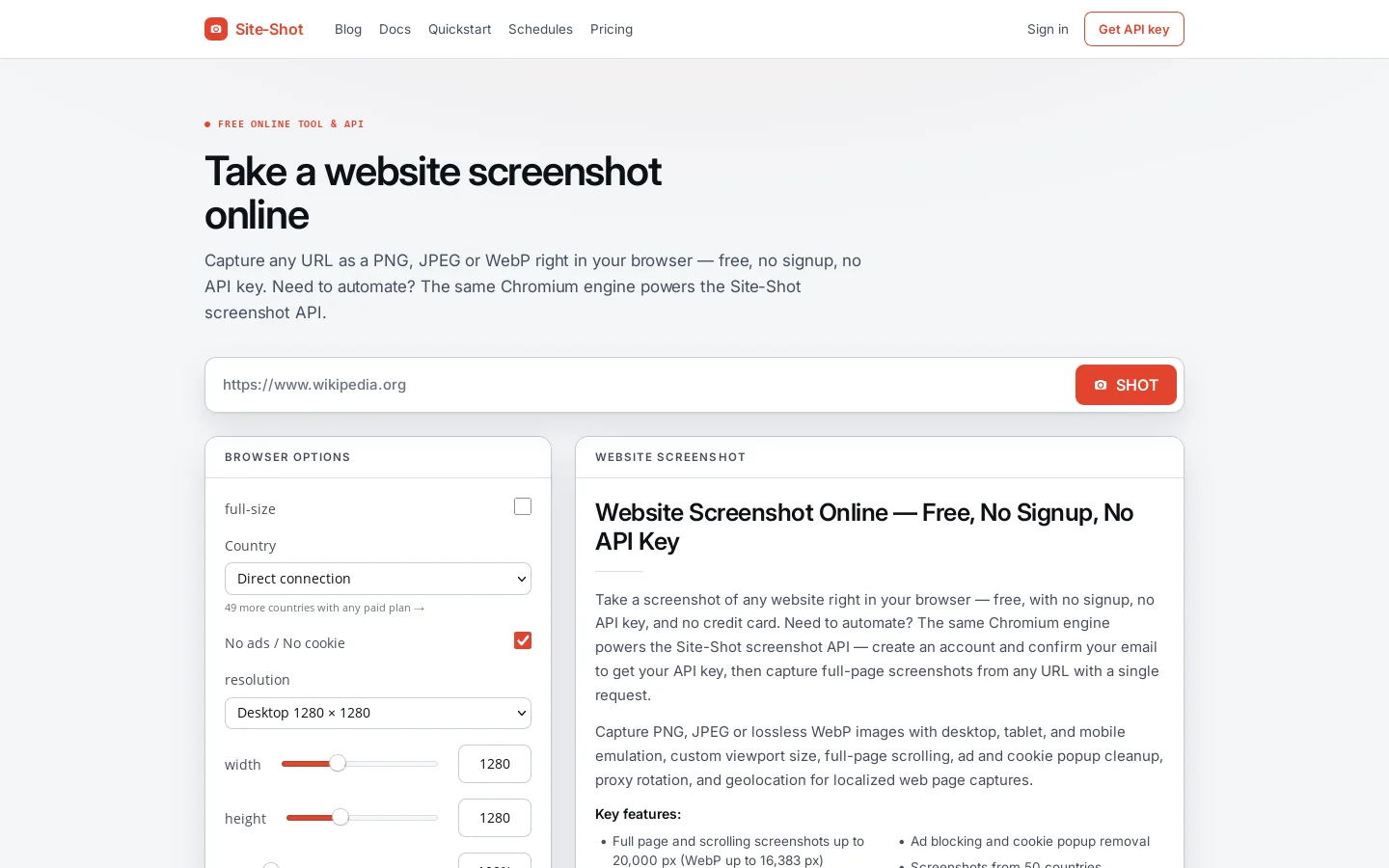 Site-Shot Homepage screenshot