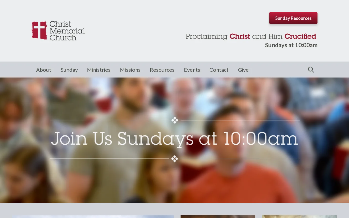 Welcome to Christ Memorial Church! Homepage screenshot