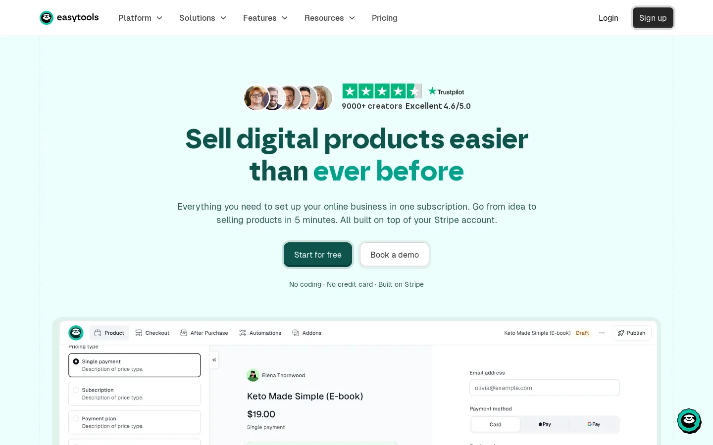 Easytools Homepage screenshot
