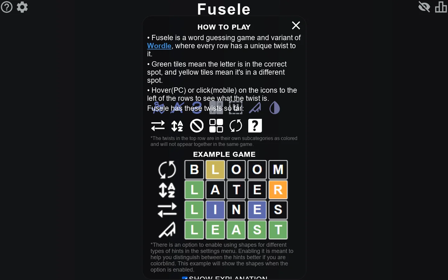 Fusele Homepage screenshot