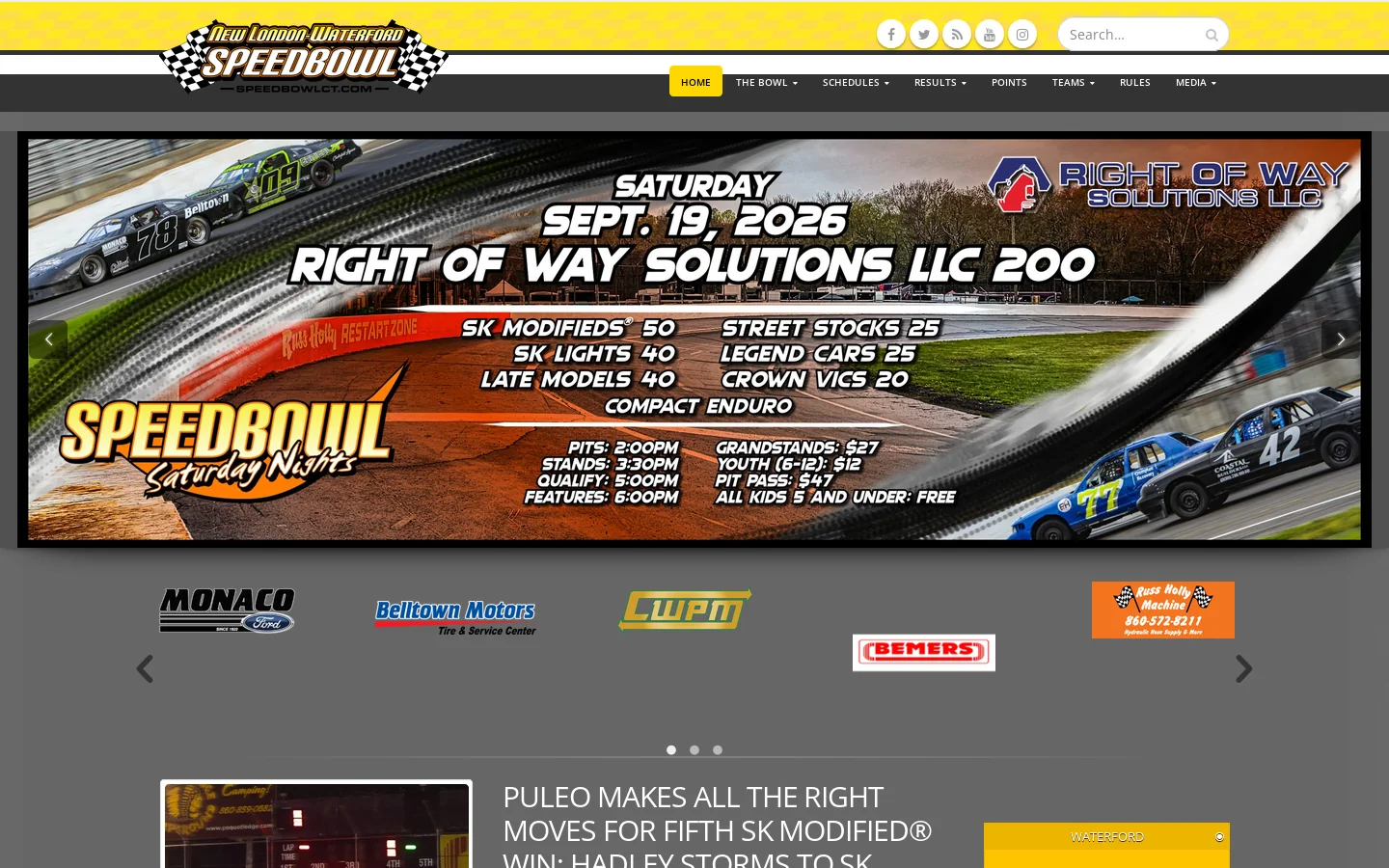 The Speedbowl Homepage screenshot