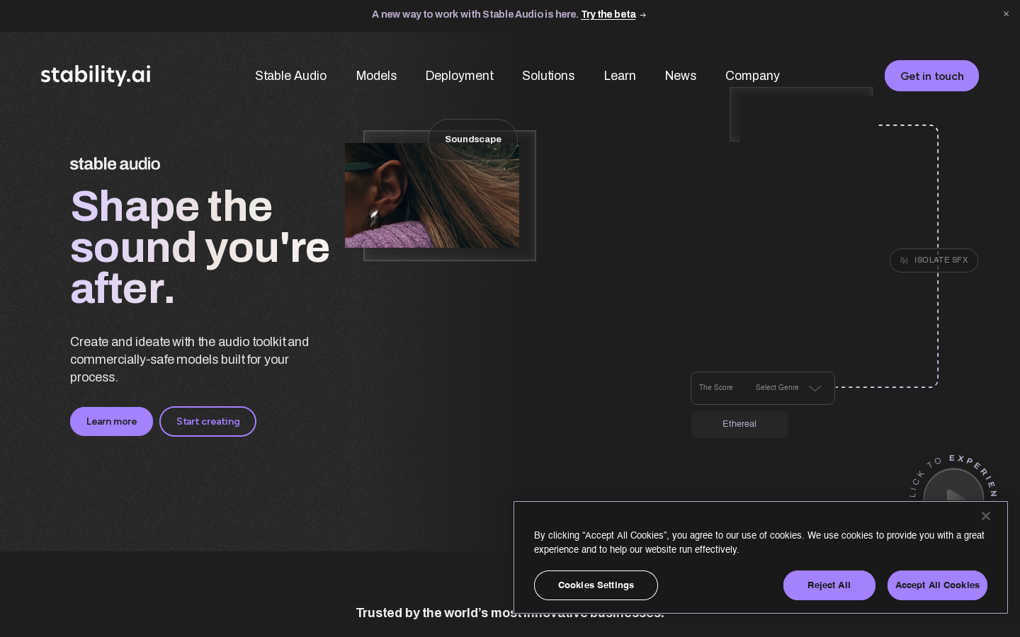 Stability AI Homepage screenshot