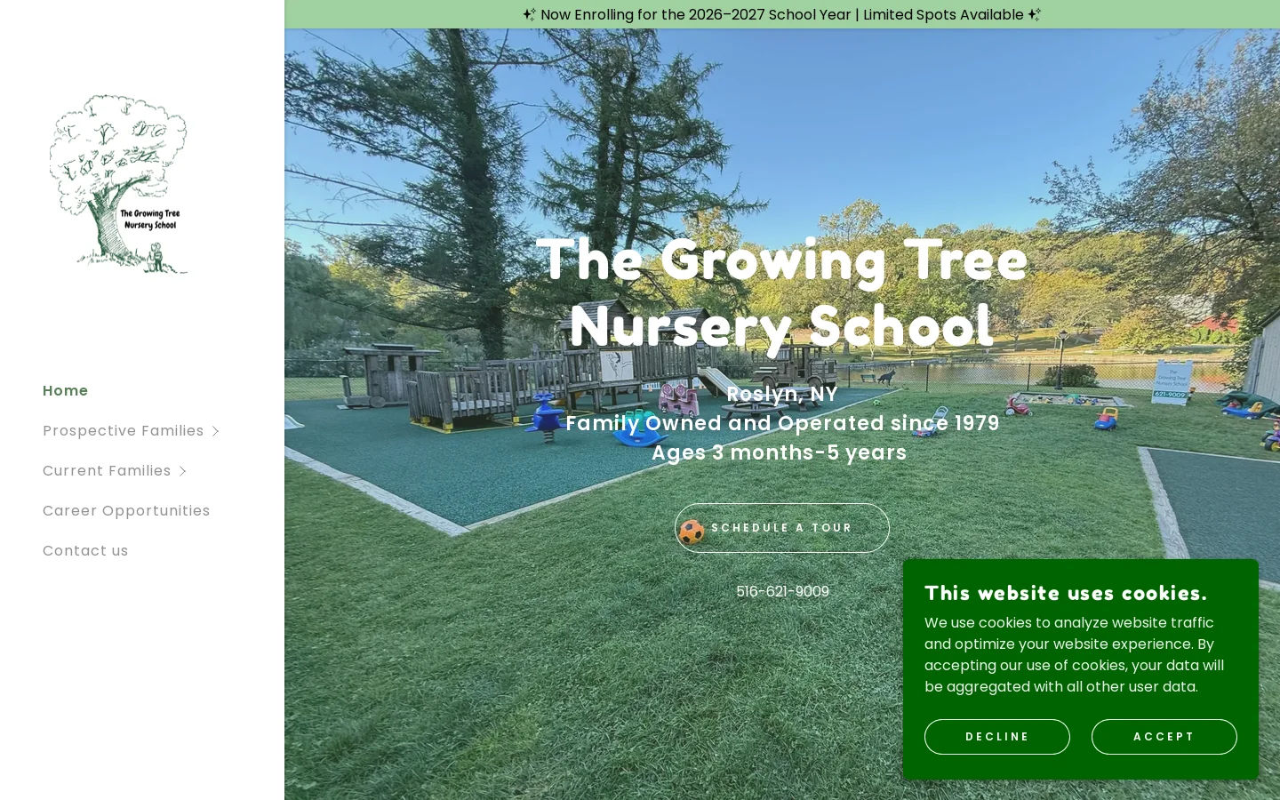 The Growing Tree Nursery School | Roslyn Preschool 3mo–5yr Homepage screenshot