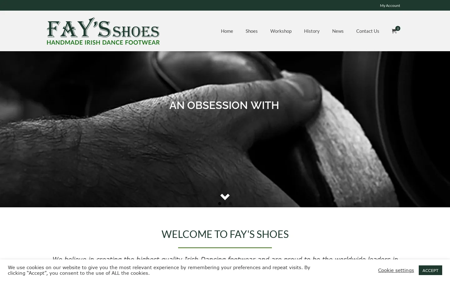 Fays Irish Dancing Shoes – Handmade Irish Dance Footwear Homepage screenshot