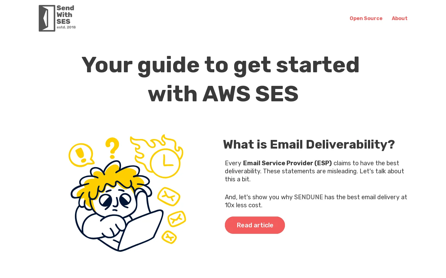 Send With SES Homepage screenshot