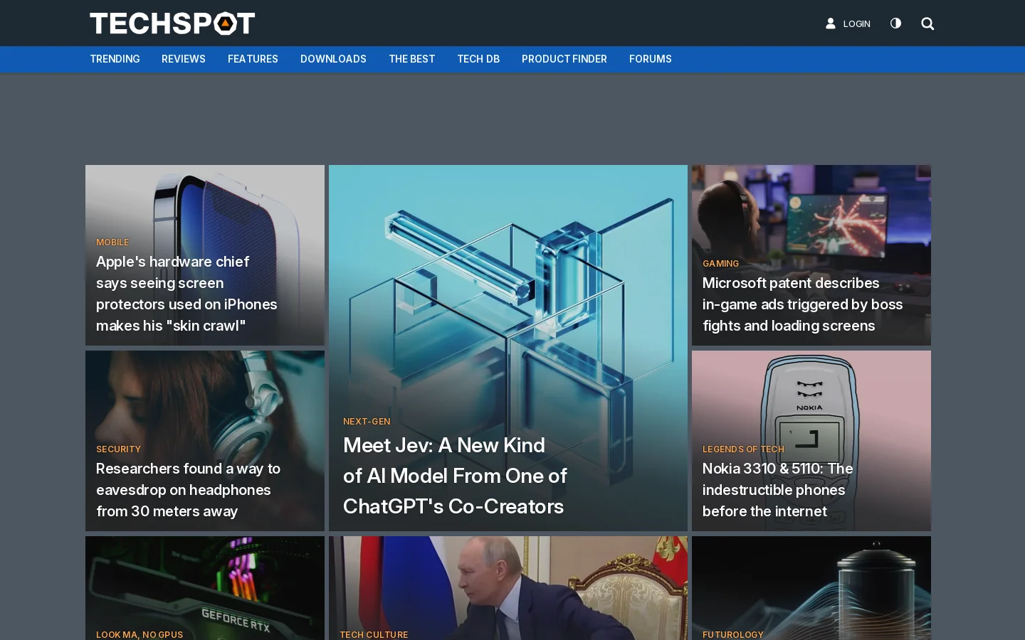 TechSpot Homepage screenshot