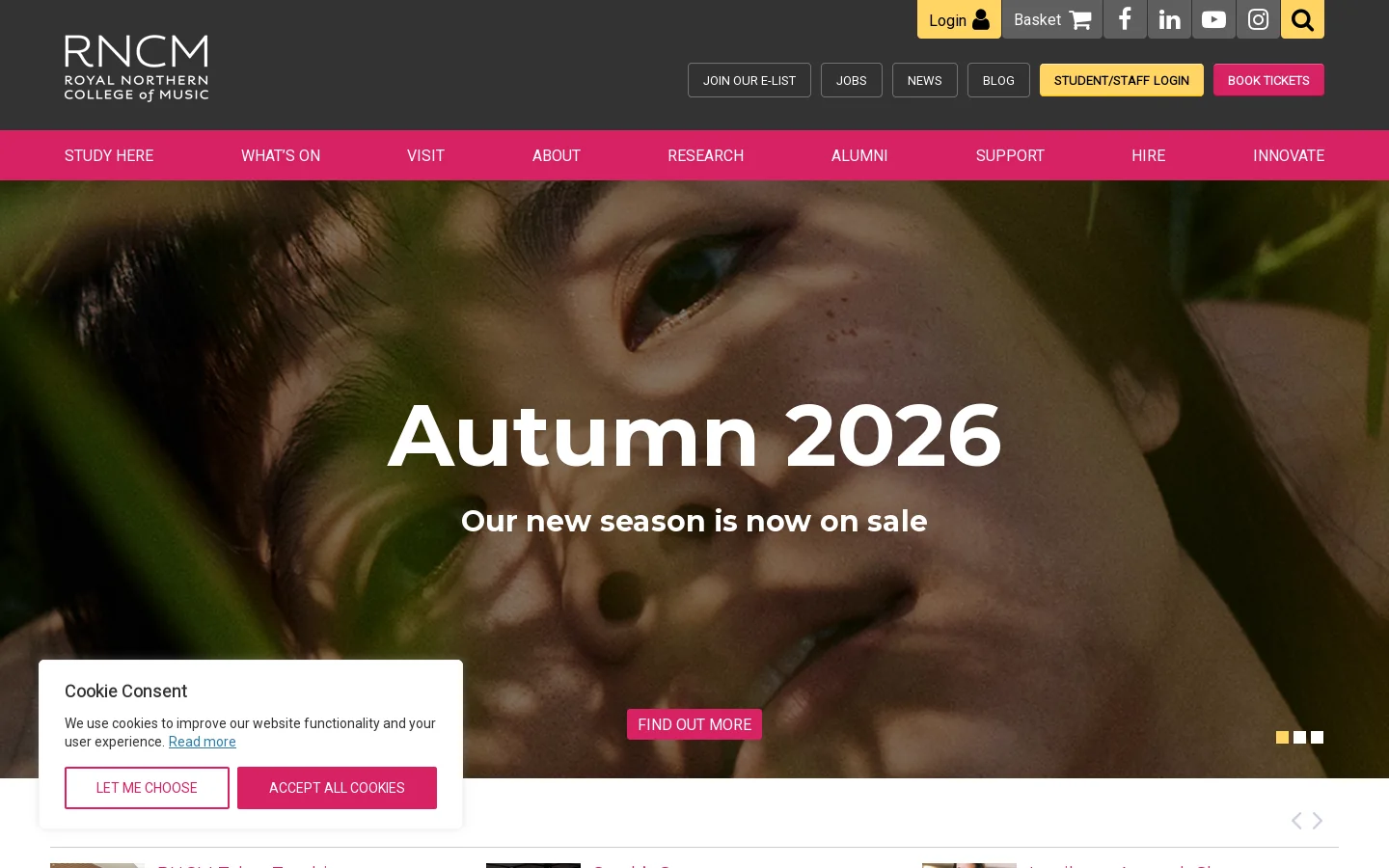 Royal Northern College of Music - Music Conservatoire Homepage screenshot