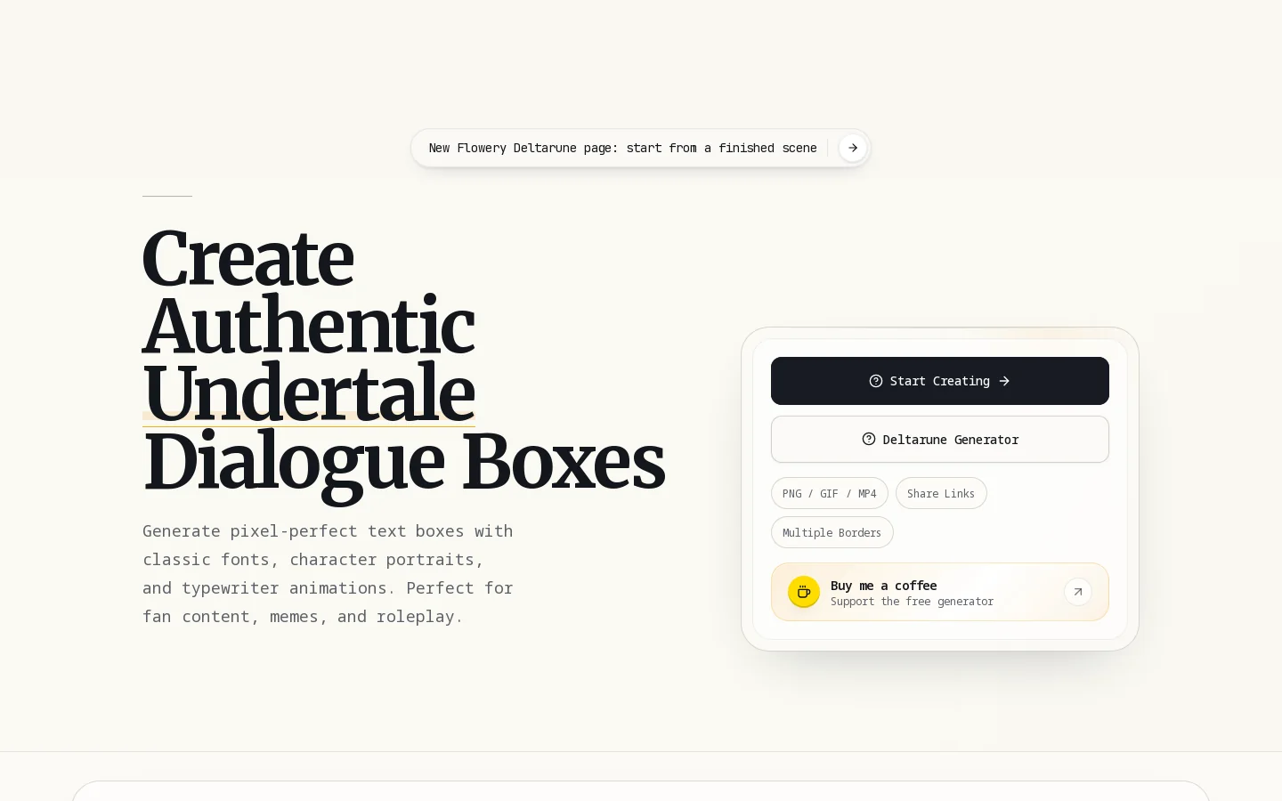 Undertale Text Box Generator Homepage screenshot