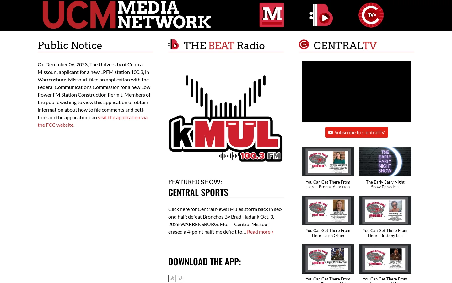 digitalBURG The home of UCM student media Homepage screenshot