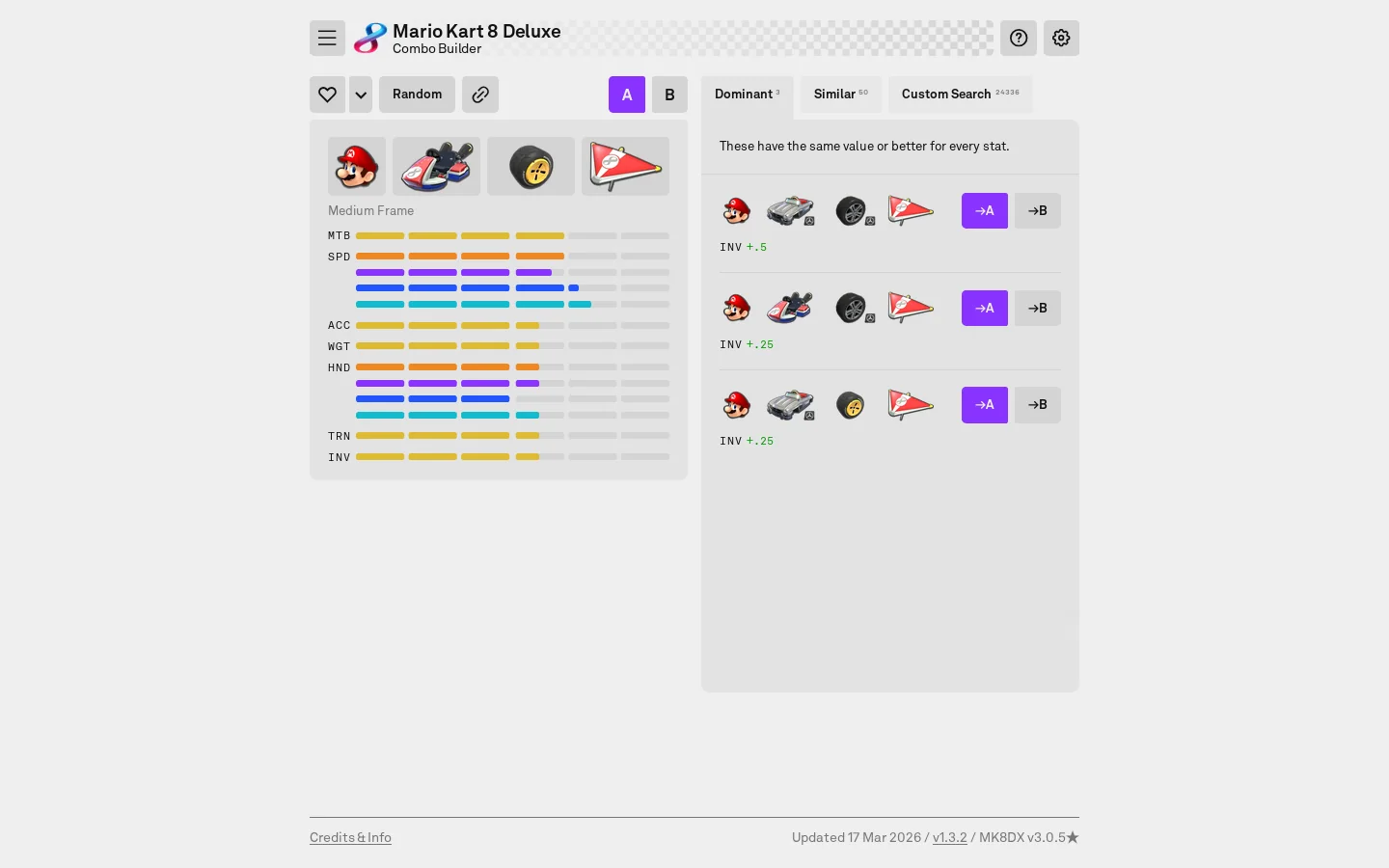 Mario Kart 8 Deluxe Combo Builder Homepage screenshot