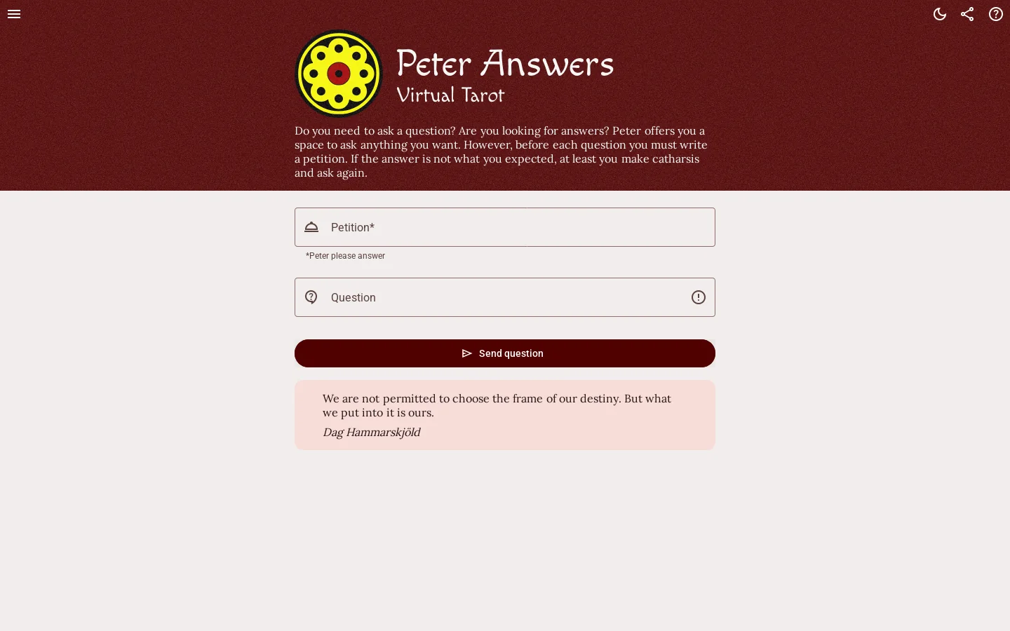 Peter Answers Homepage screenshot