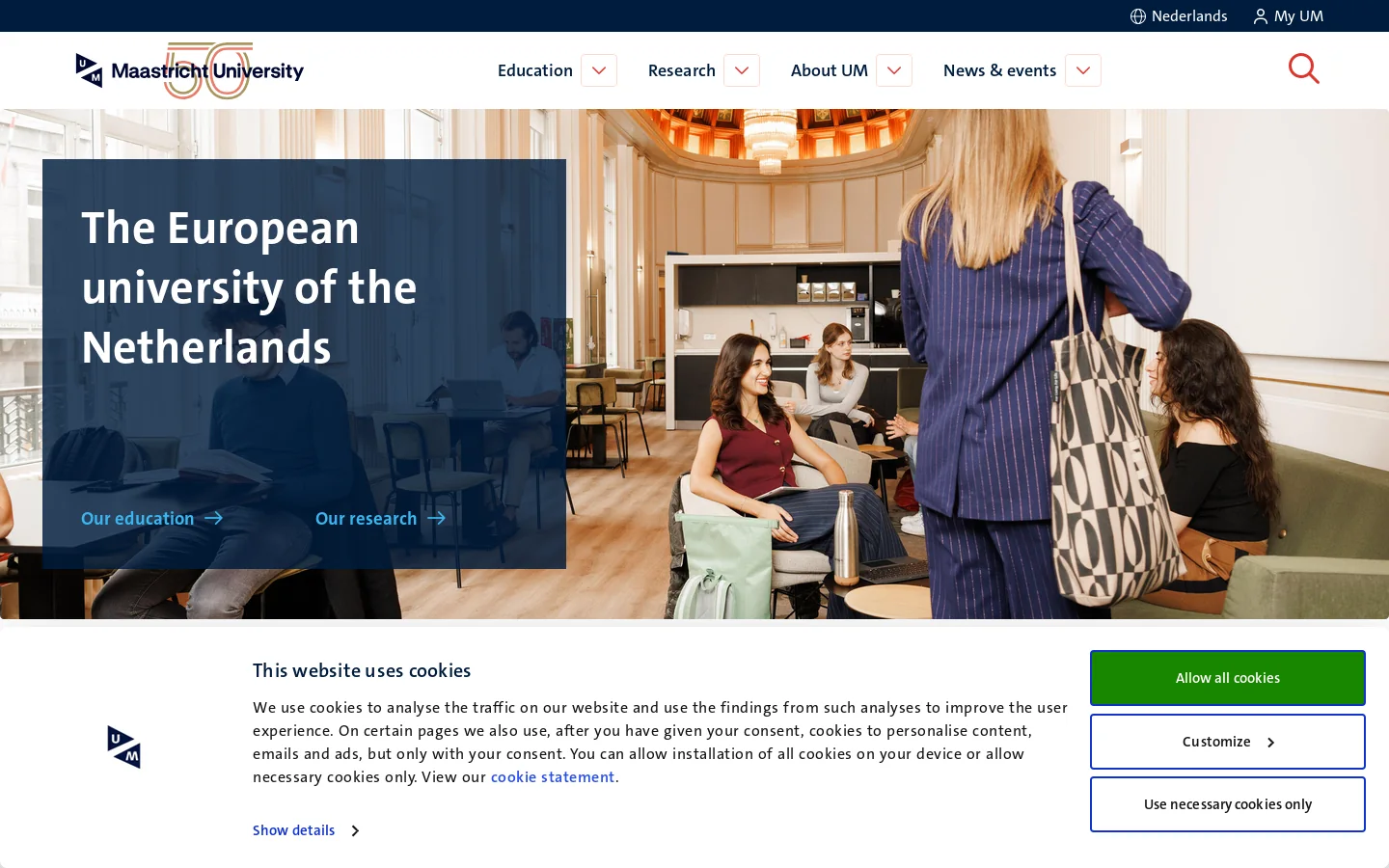 Maastricht University Homepage screenshot
