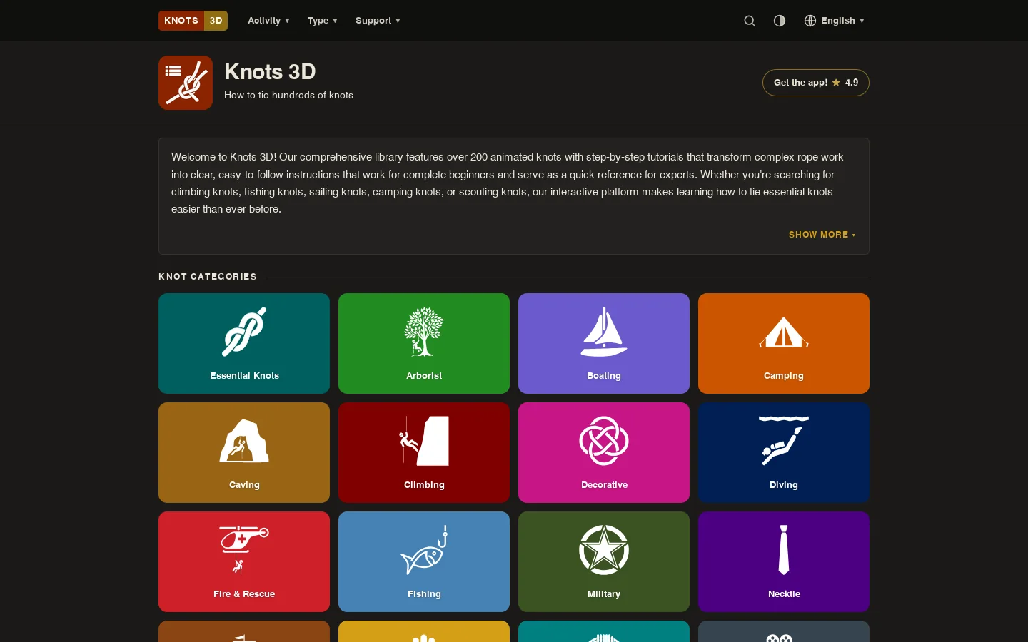 Knots 3D Homepage screenshot