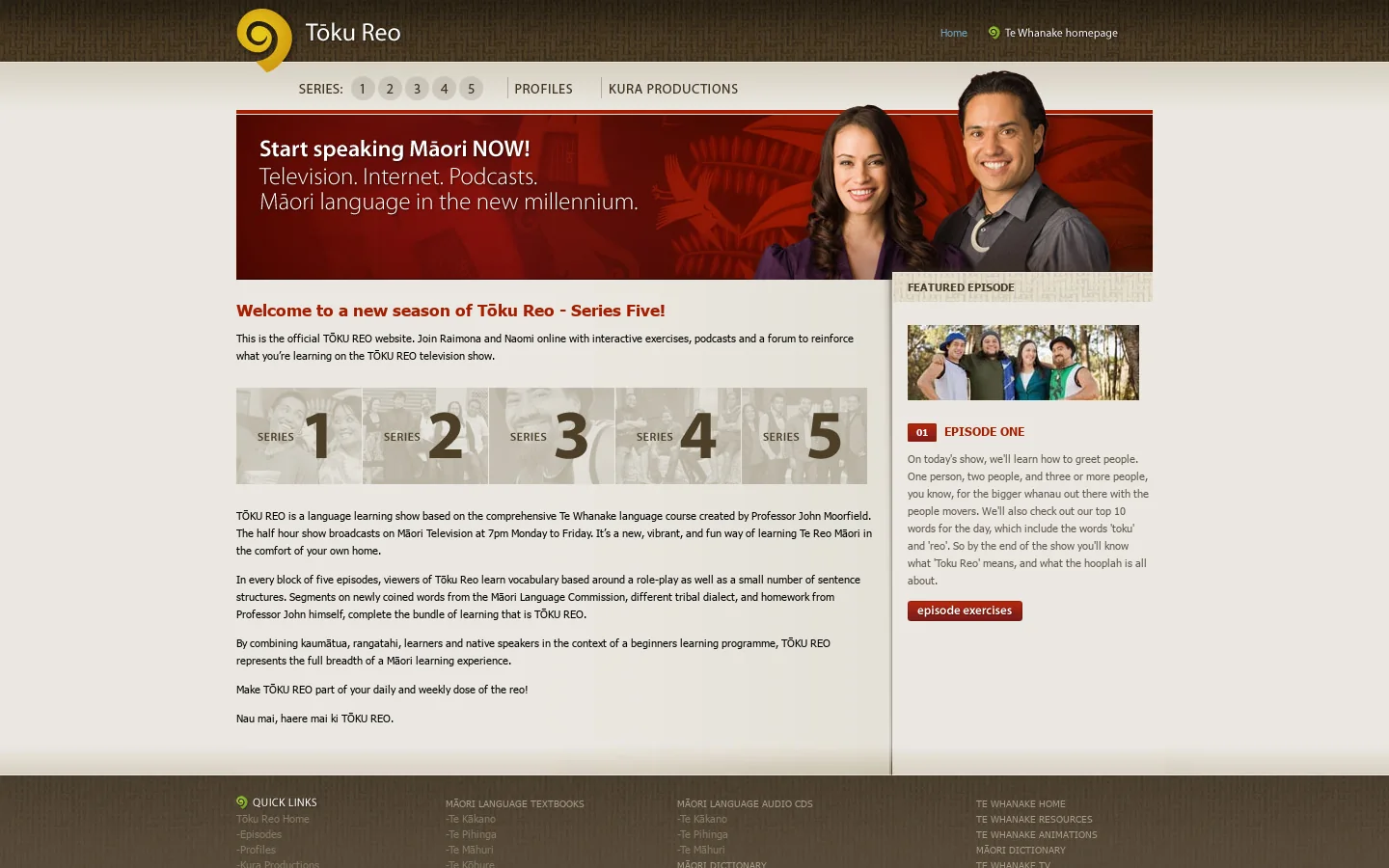 Tōku Reo - Tōku Reo Homepage screenshot