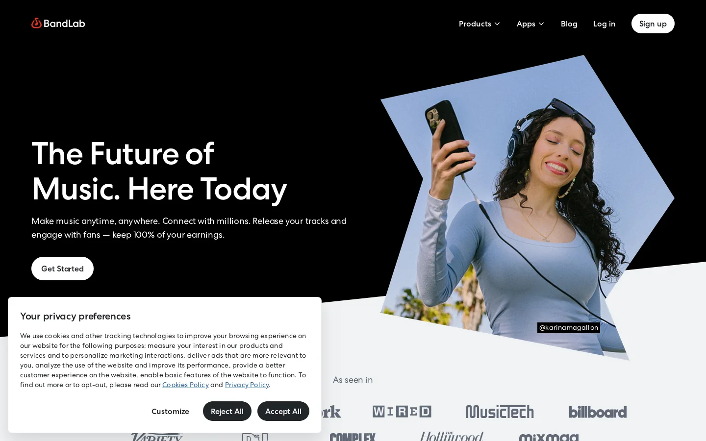 BandLab Homepage screenshot