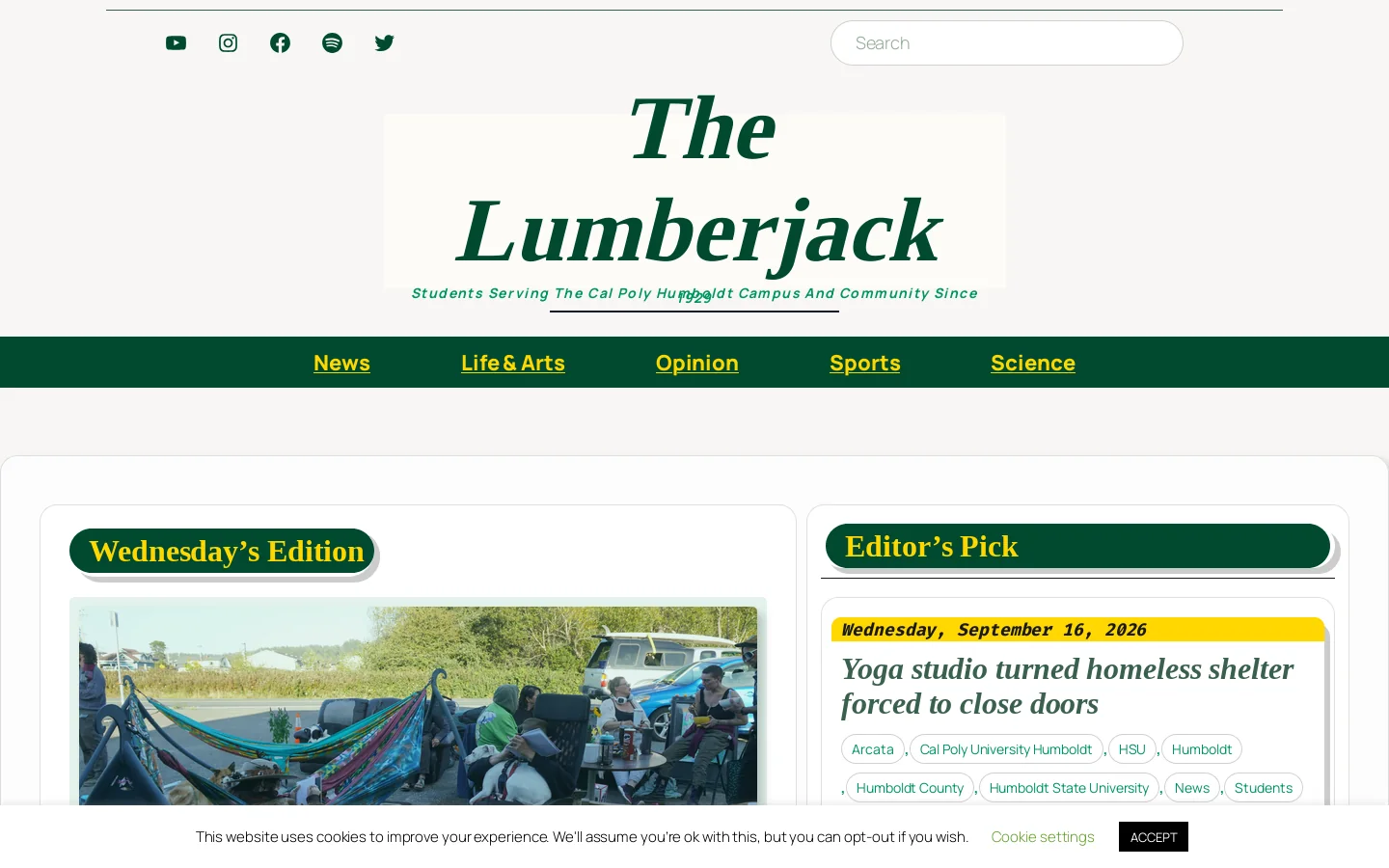 The Lumberjack Homepage screenshot