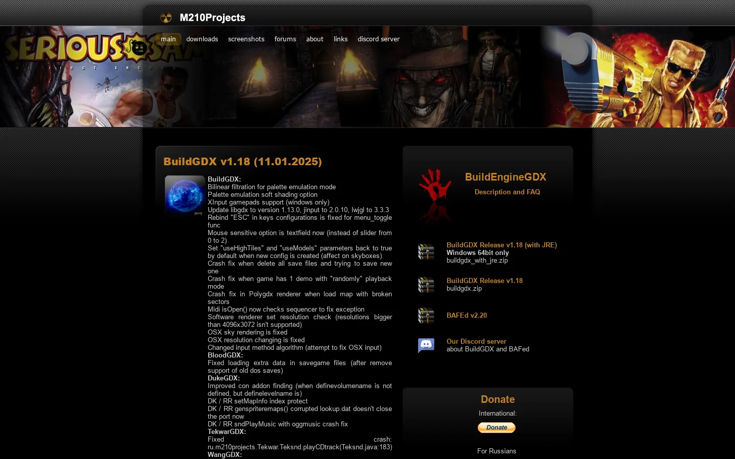 M210 Projects Homepage screenshot