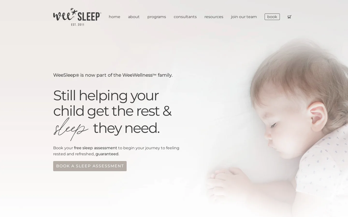 WeeSleep® Baby Sleep Training Homepage screenshot