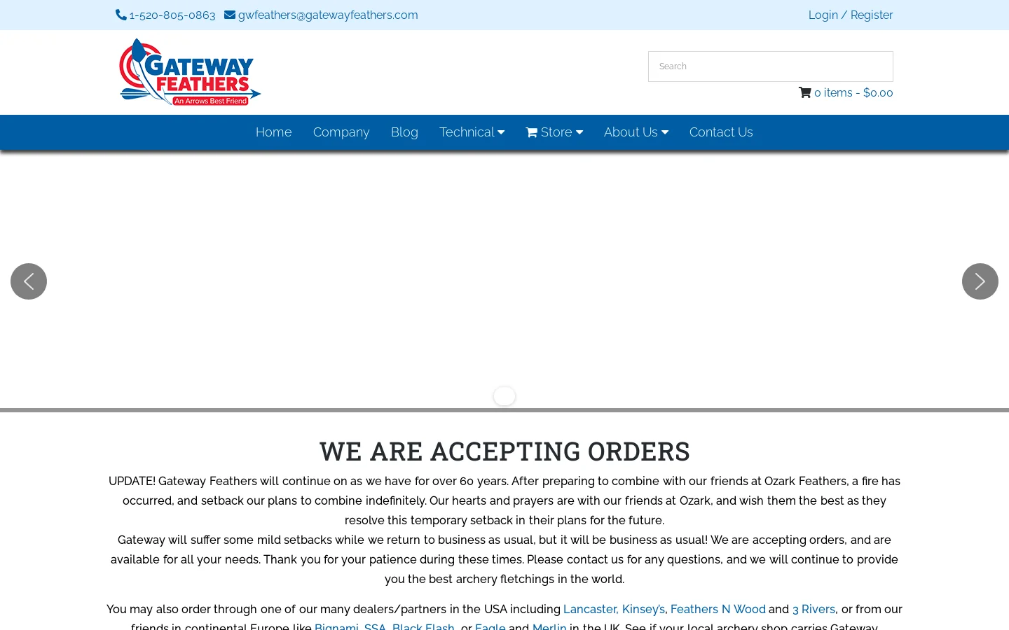 Gateway Feathers Homepage screenshot