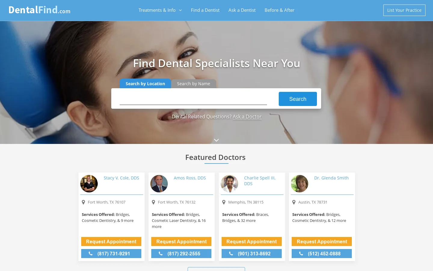 DentalFind.com Homepage screenshot