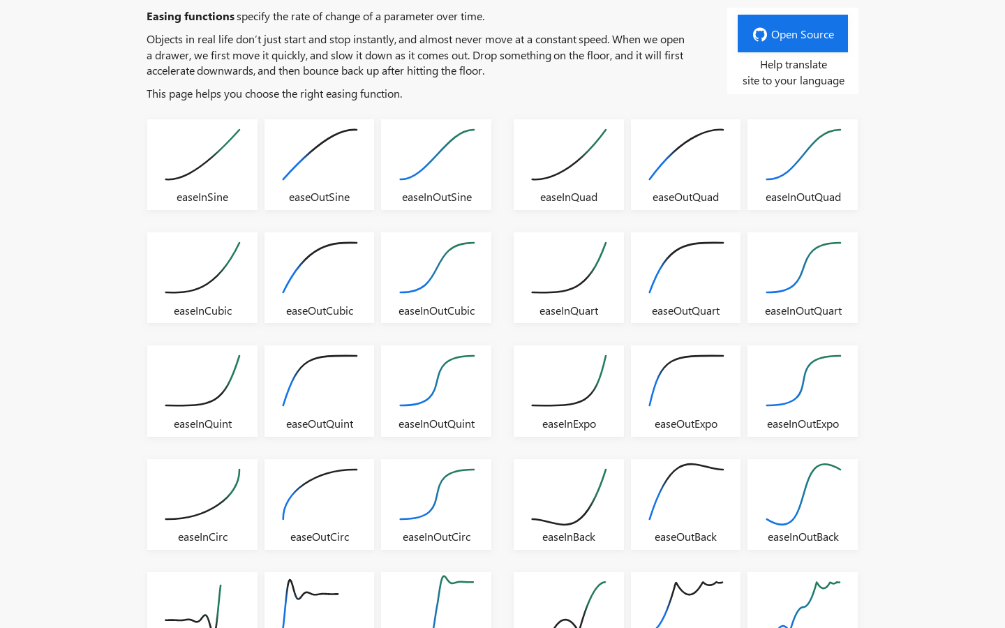 Easing Functions Cheat Sheet Homepage screenshot