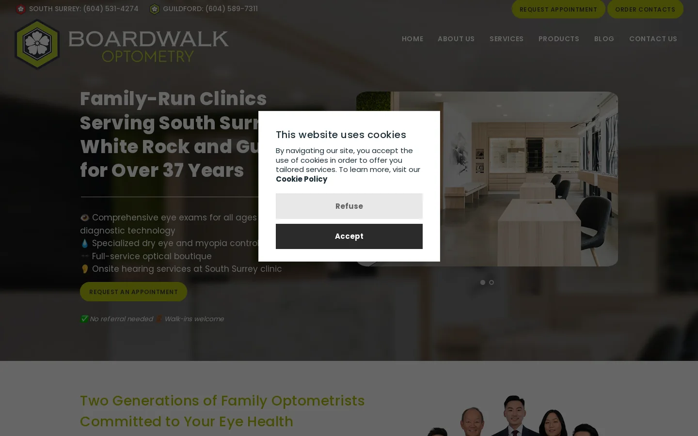 Boardwalk Optometry Homepage screenshot
