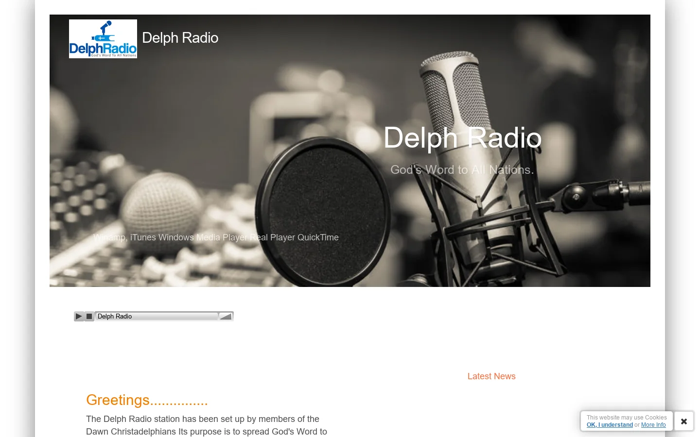 Delphradio.net Dawn Christadelphian Radio Station Homepage screenshot