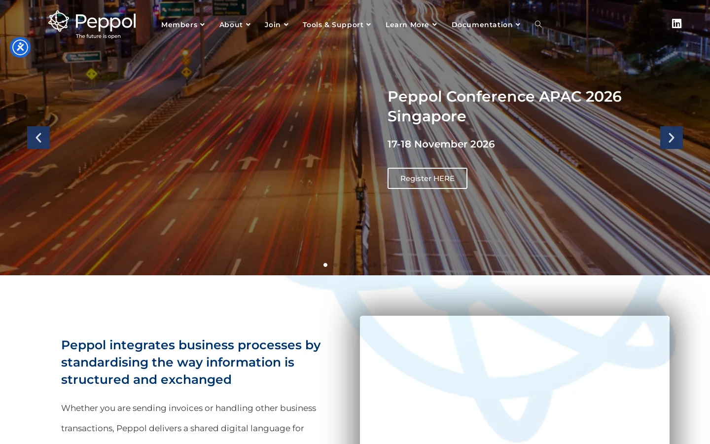 The Future Is Open - OpenPeppol Homepage screenshot