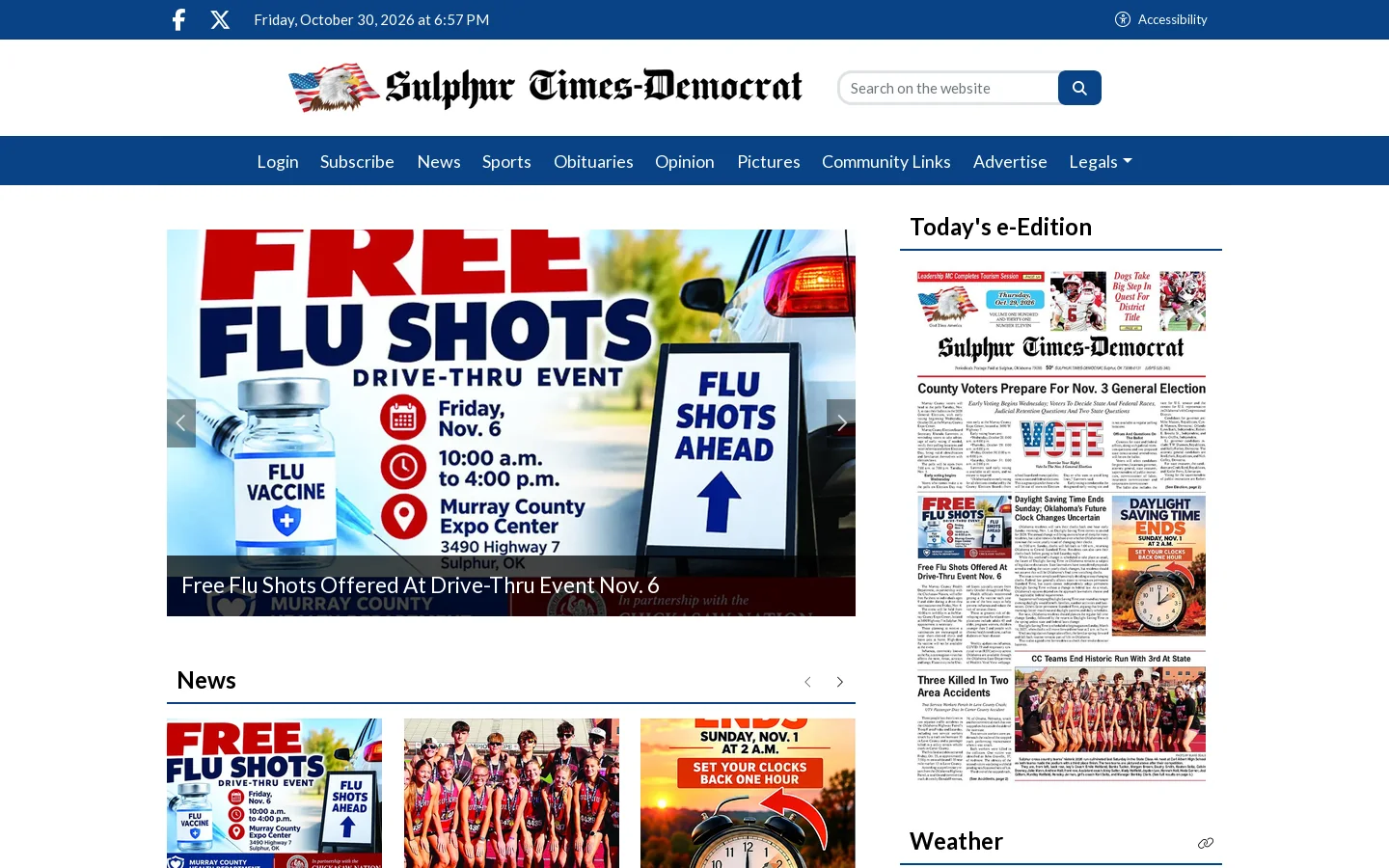 Sulphur Times Democrat Homepage screenshot
