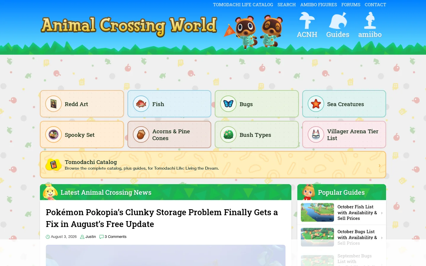 Animal Crossing World Homepage screenshot