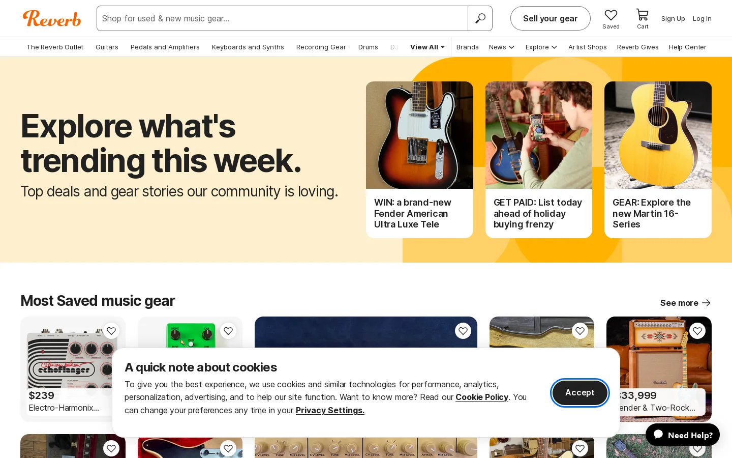 Reverb Homepage screenshot