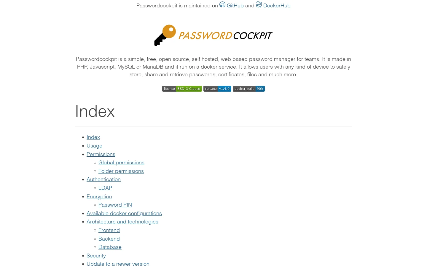 Passwordcockpit Homepage screenshot