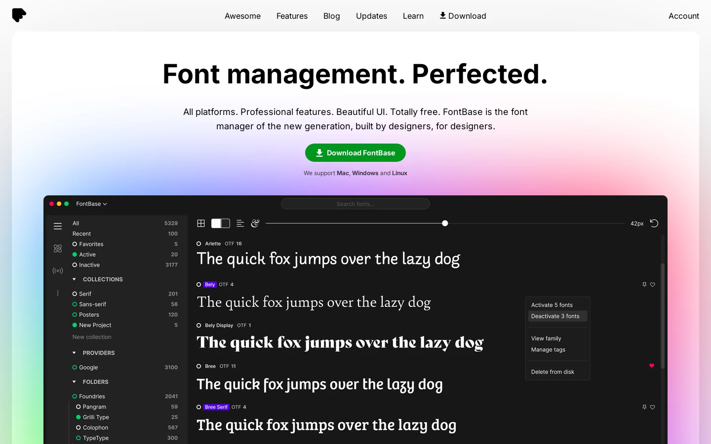 FontBase Homepage screenshot