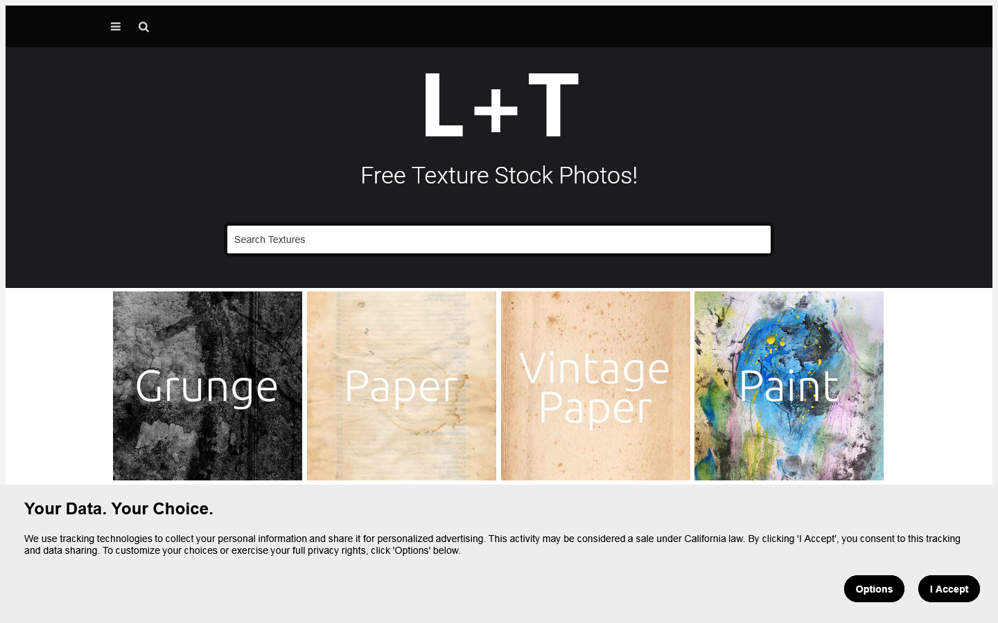 Lost and Taken Homepage screenshot