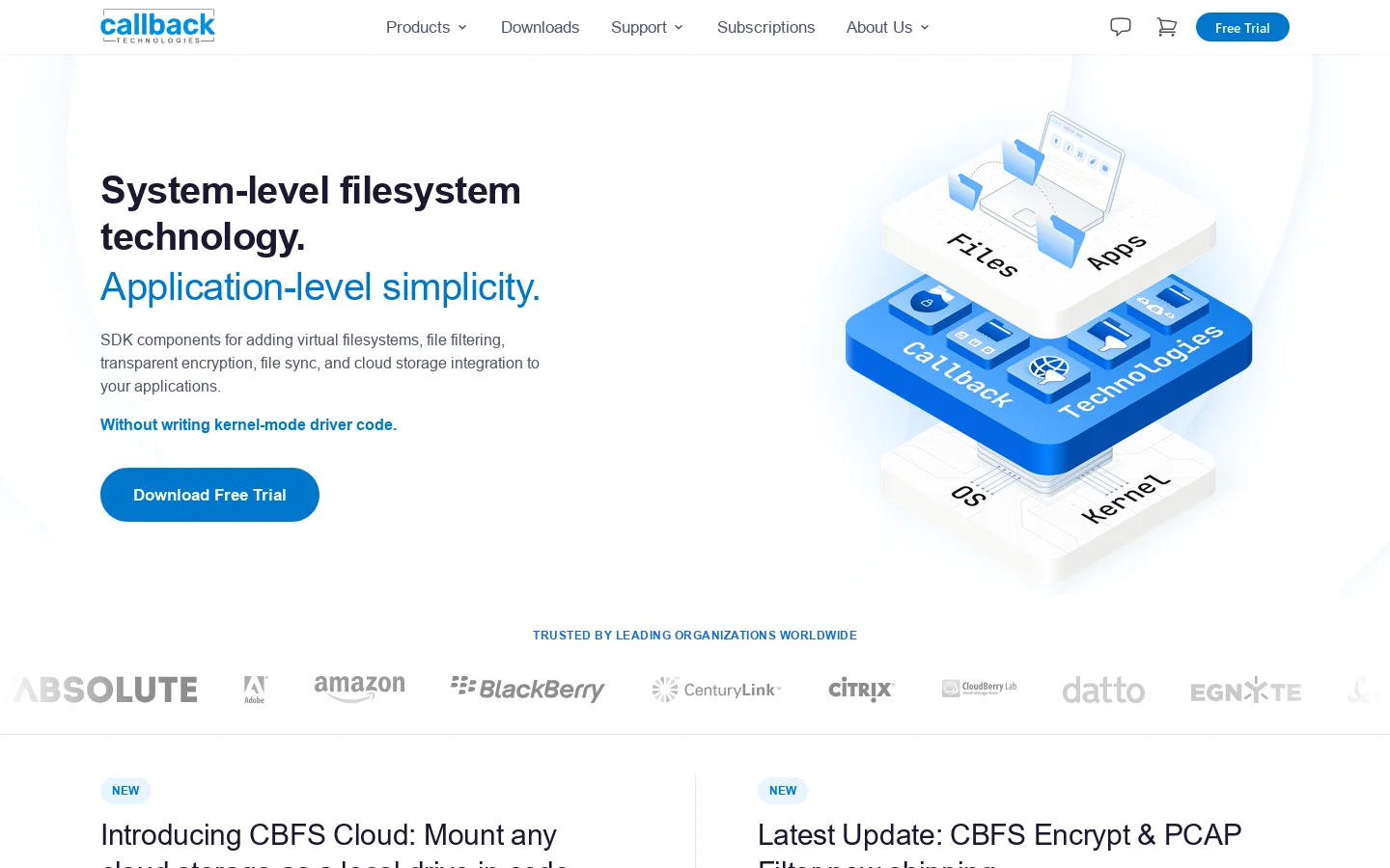 Callback Technologies Homepage screenshot