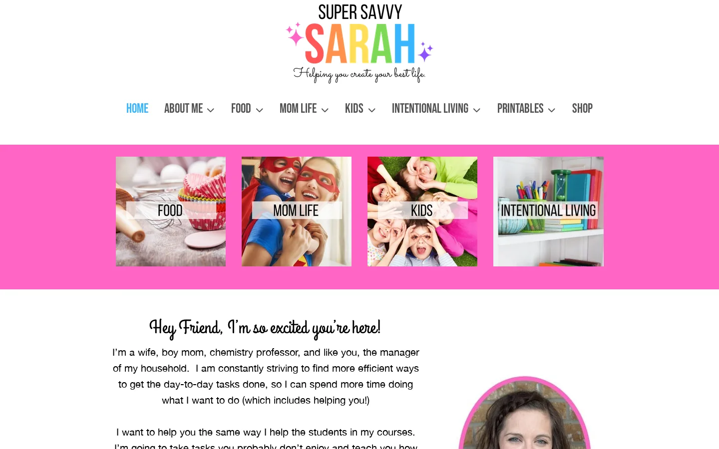 Super Savvy Sarah Homepage screenshot
