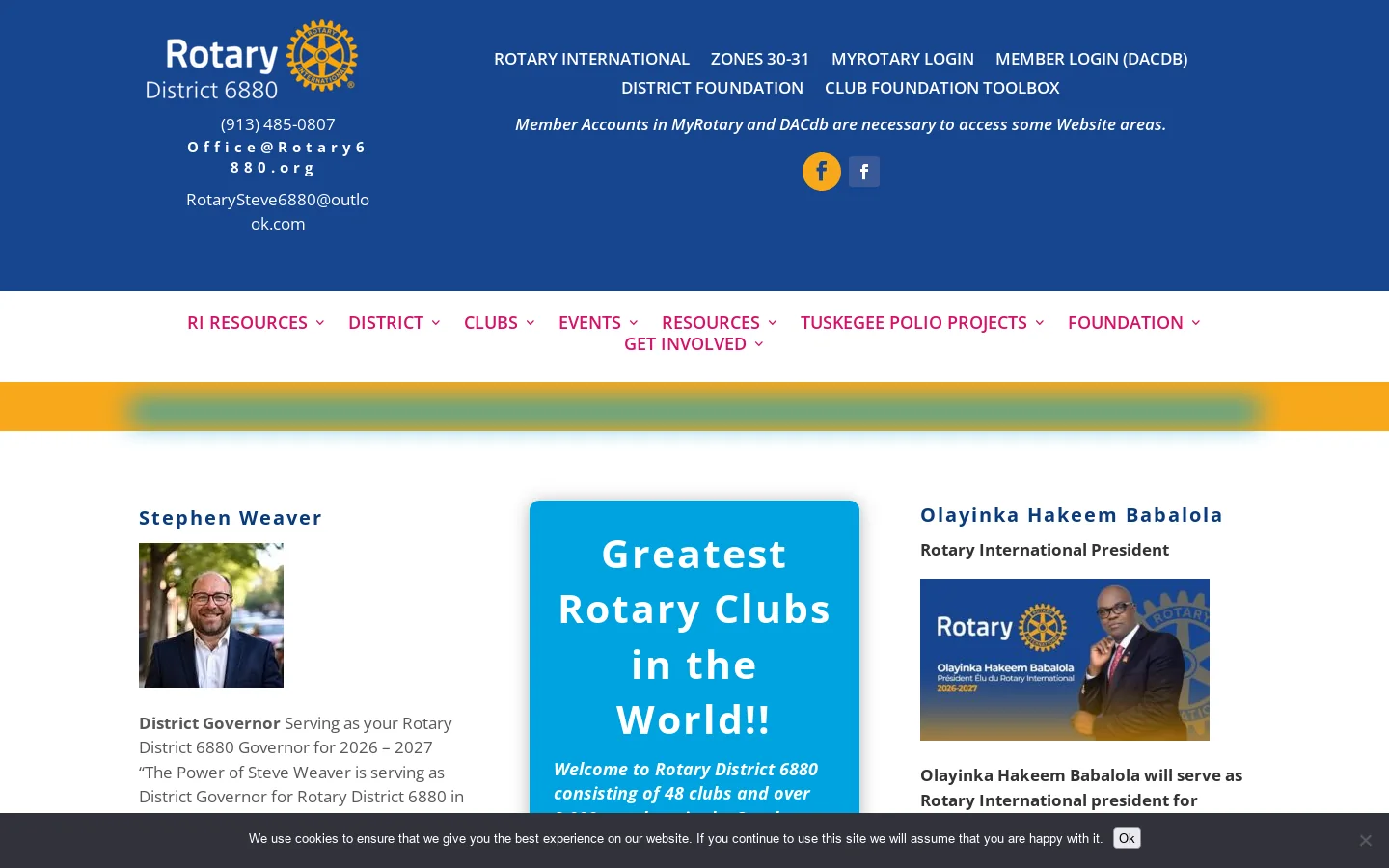 Rotary International District 6880 | Homepage screenshot