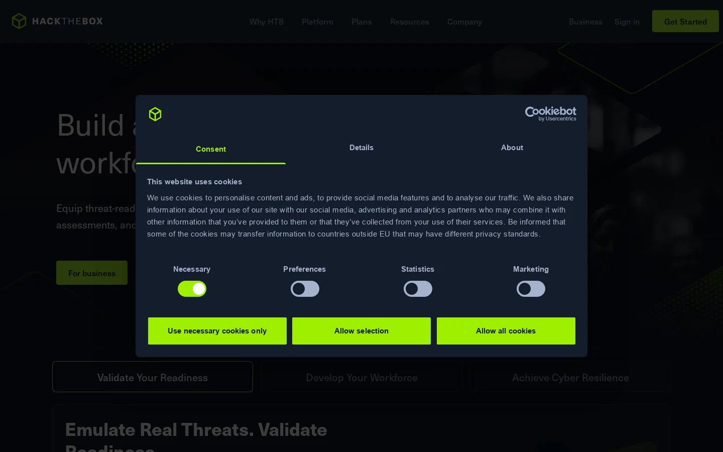 Hack The Box Homepage screenshot